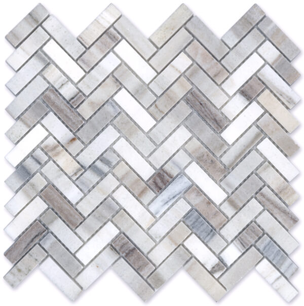 Verona Herring Bone Mosaic Polished Marble Olympia Bathroom Tile